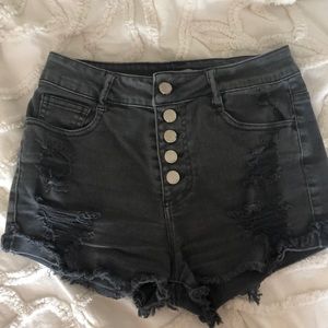 Button Front Jean Shorts